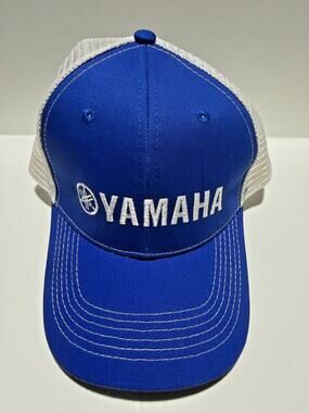 Yamaha Snapback Trucker Hat Mesh Back Cap Blue & White Authentic